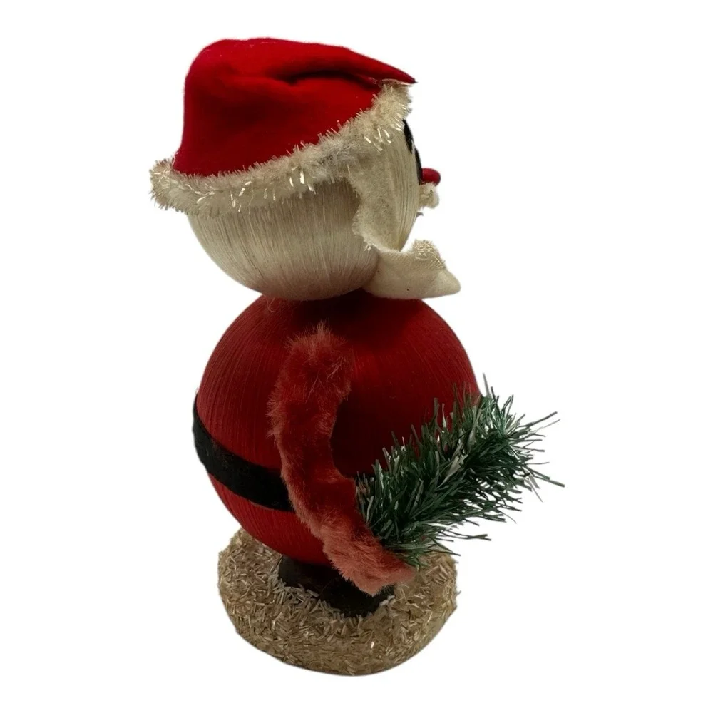 Vintage Silk Satin Ball Santa Claus‎ Christmas Figurine Chenille Felt 5.5